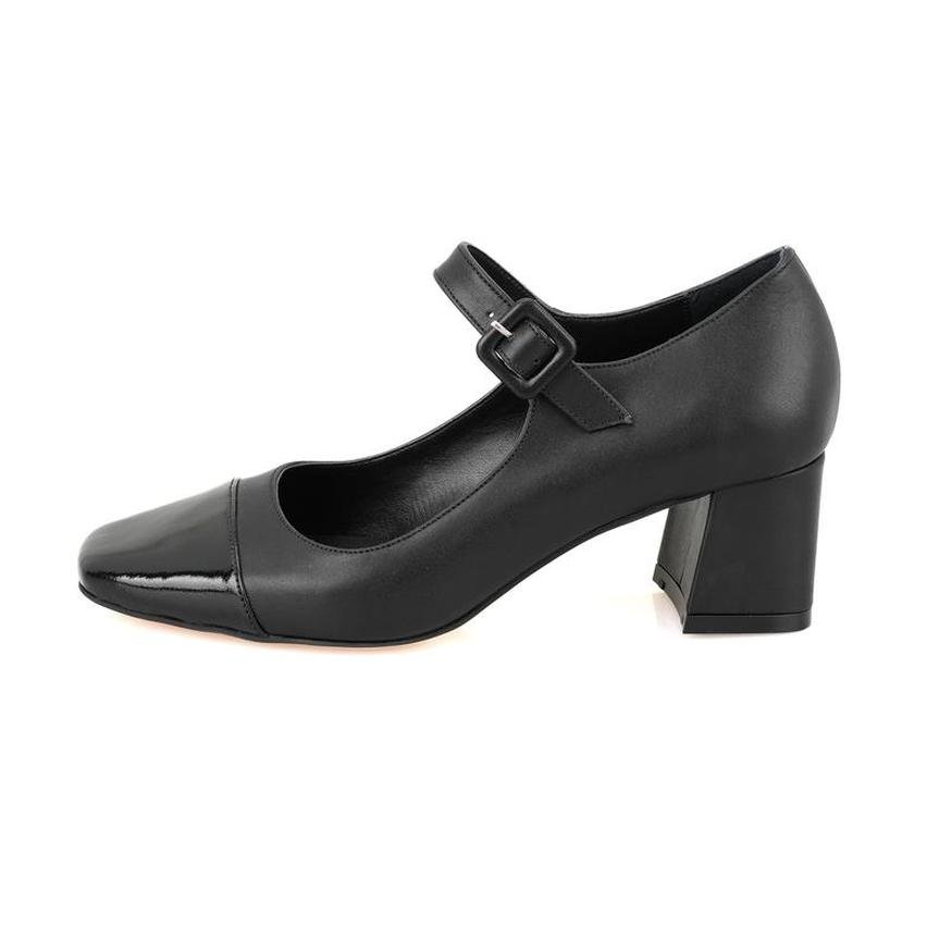 Amaris Siyah Kadın Topuklu Mary Jane Deri Klasik Ayakkabı 2010051836004