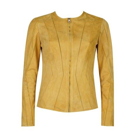 Bienna Sarı Kadın Panelli Süet Deri Ceket