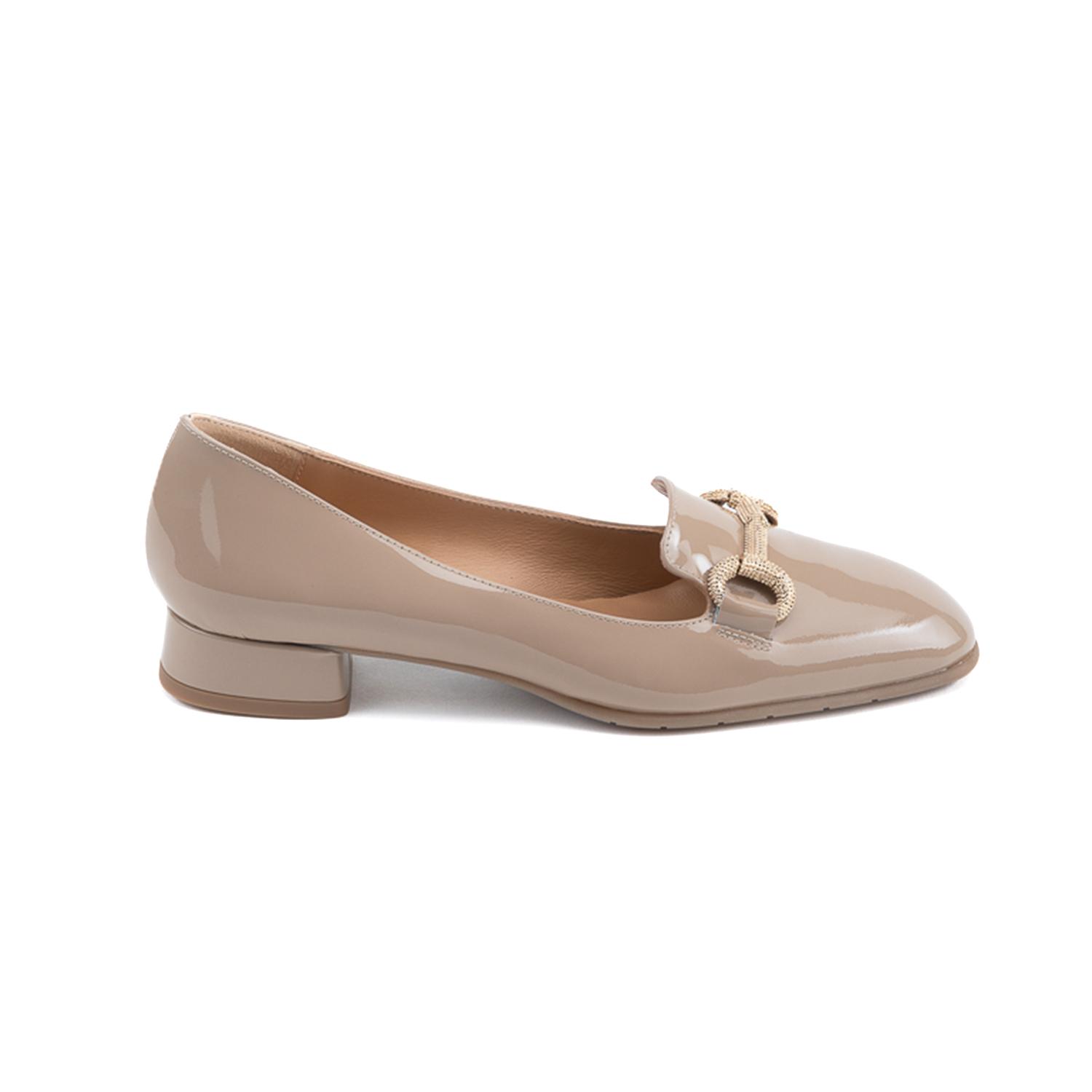 Luca Grossi Dafne Bej Kadın Toka Aksesuarlı Topuklu Loafer 2010051848008