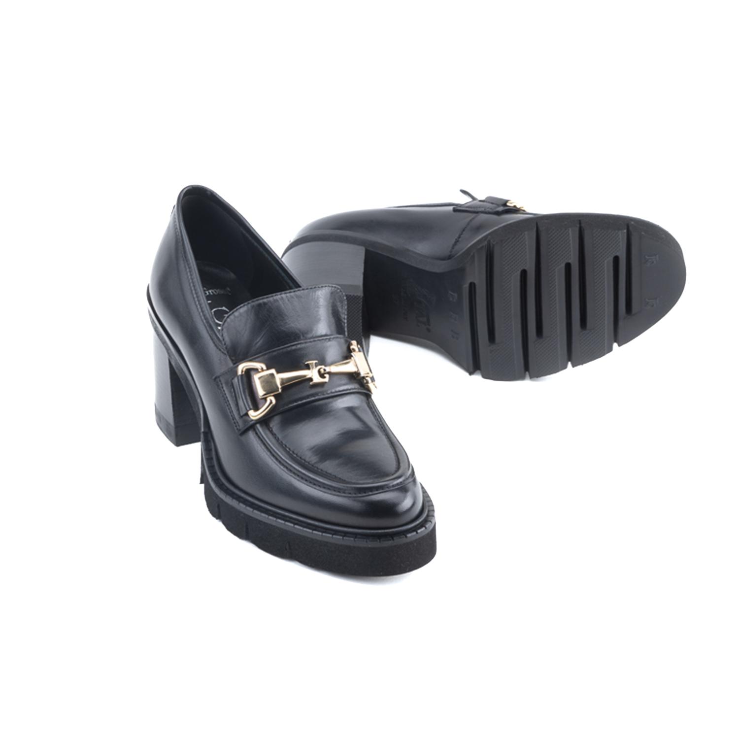 Luca Grossi Bianca Siyah Kadın Toka Detaylı Topuklu Loafer 2010051949001