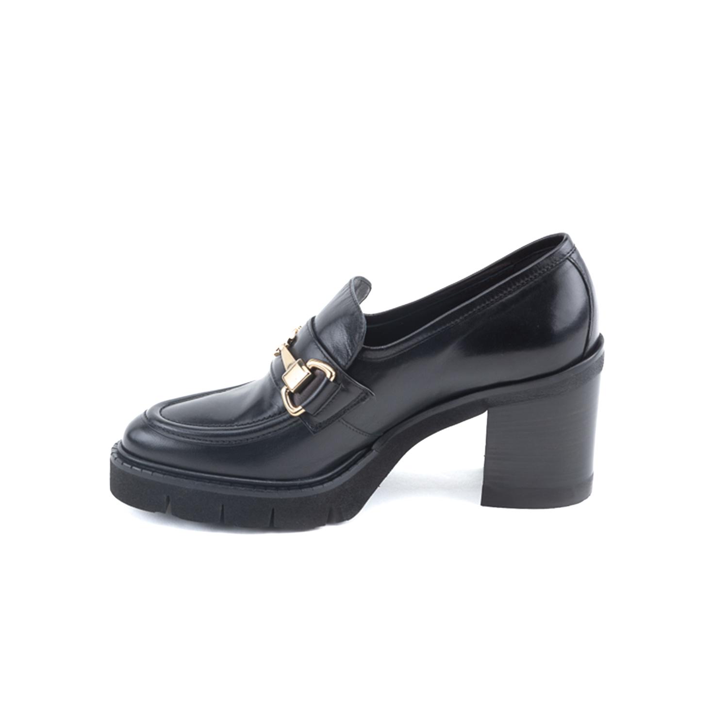 Luca Grossi Bianca Siyah Kadın Toka Detaylı Topuklu Loafer 2010051949001