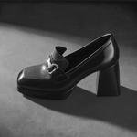 Gardania Siyah Kadın Topuklu Rugan Deri Loafer 2010051928005