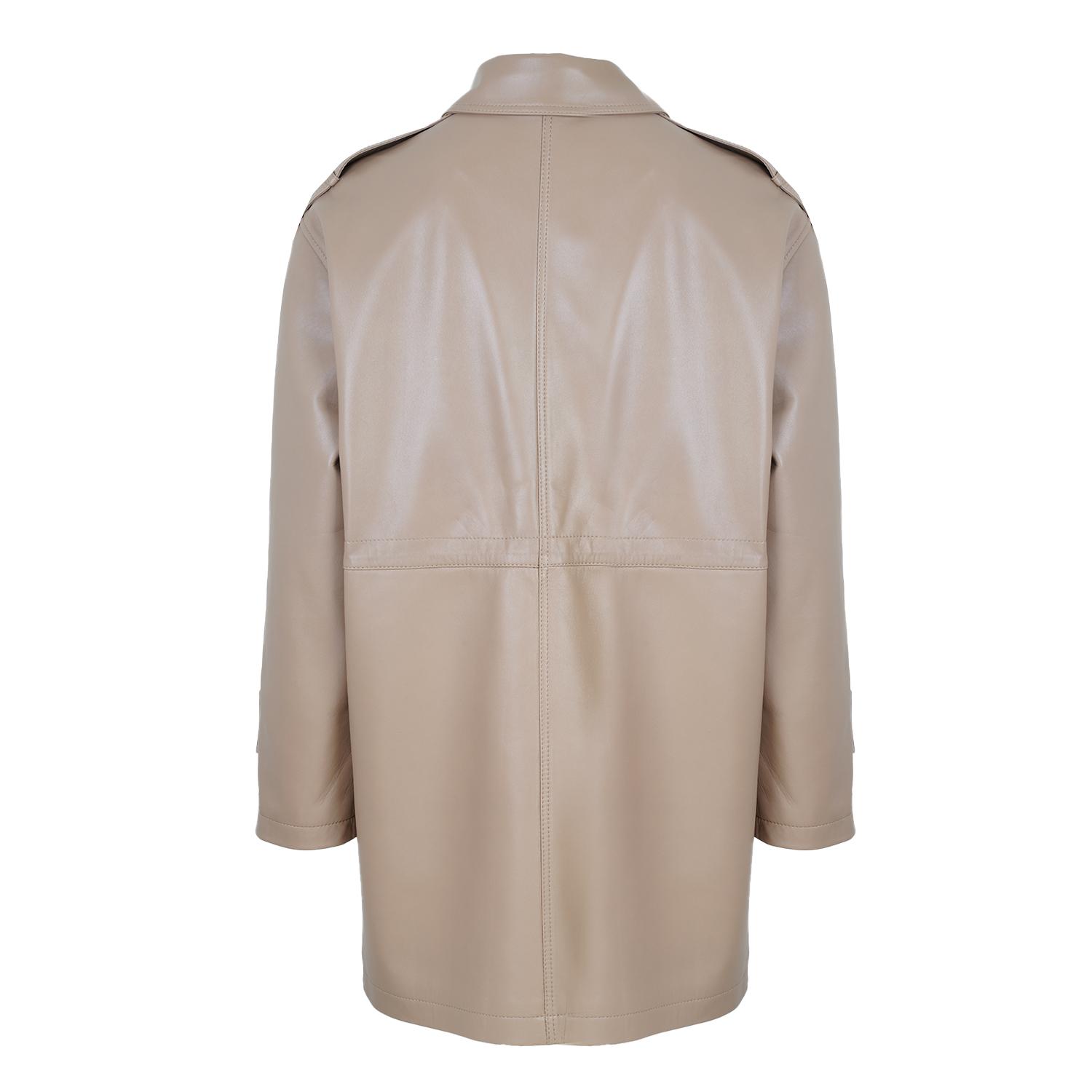 Carlynda Bej Kadın Deri Oversize Pardösü 1010037616003