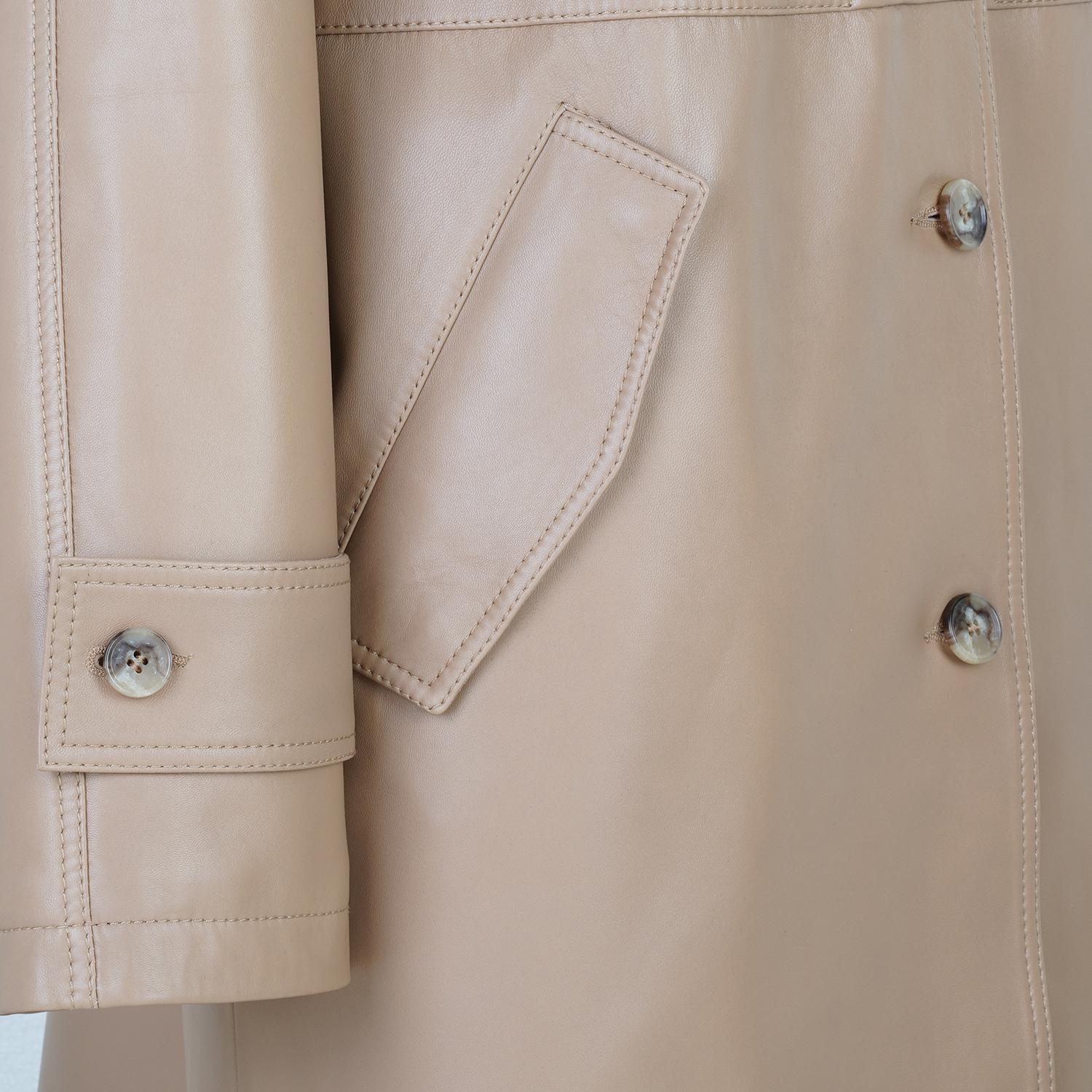 Carlynda Bej Kadın Deri Oversize Pardösü 1010037616003