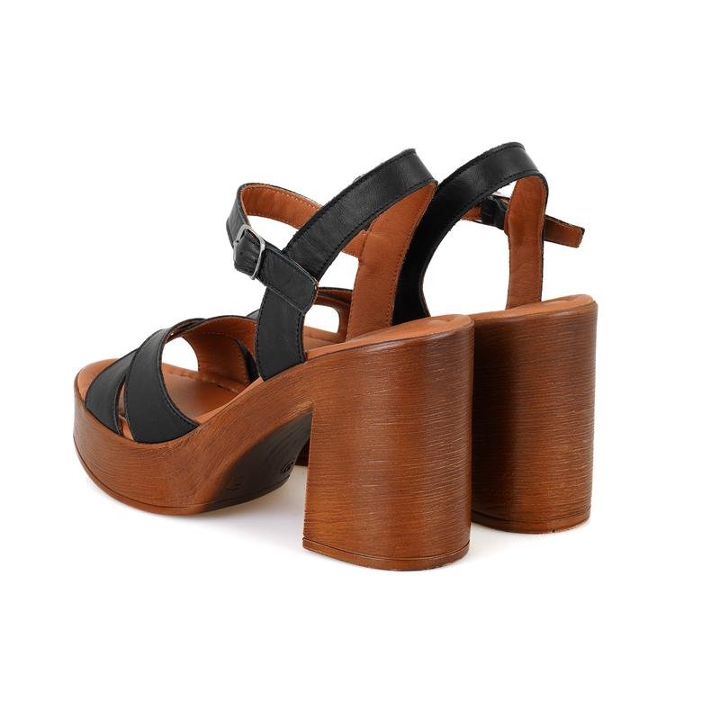 Celinda Siyah Kadın Platform Topuklu Deri Sandalet 2010052684001