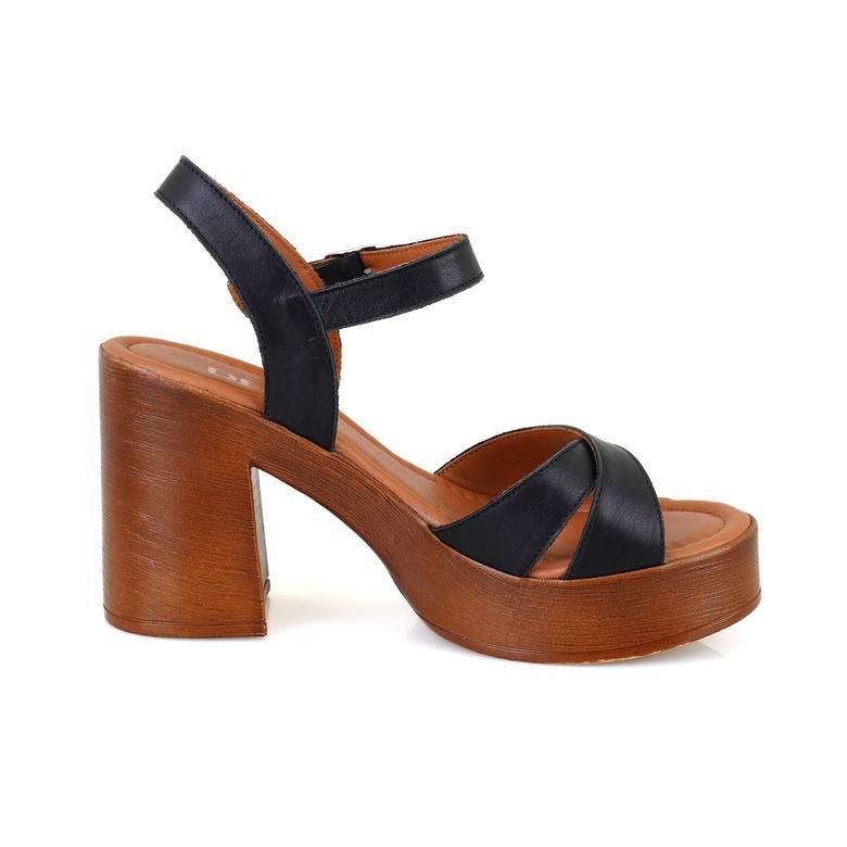 Celinda Siyah Kadın Platform Topuklu Deri Sandalet 2010052684005