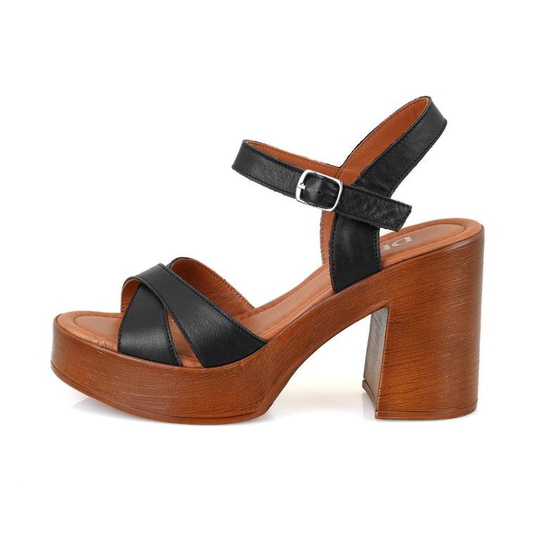 Celinda Siyah Kadın Platform Topuklu Deri Sandalet 2010052684005