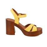 Celinda Sarı Kadın Platform Topuklu Deri Sandalet 2010052684020