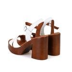 Celinda Beyaz Kadın Platform Topuklu Deri Sandalet 2010052684008