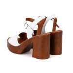Bette Beyaz Kadın Ayarlanabilir Tokalı Topuklu Deri Sandalet 2010052682008