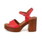 Bette Kırmızı Kadın Ayarlanabilir Tokalı Topuklu Deri Sandalet 2010052682015