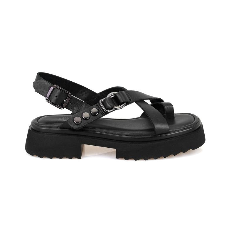 Myrna Siyah Kadın Ayarlanabilir Tokalı Deri Sandalet 2010052582002