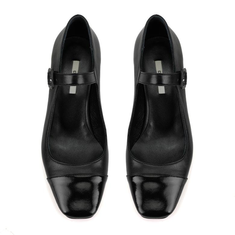 Amaris Siyah Kadın Topuklu Mary Jane Deri Klasik Ayakkabı 2010052626007