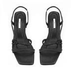 Jimmie Siyah Kadın Topuklu Deri Sandalet 2010052623002