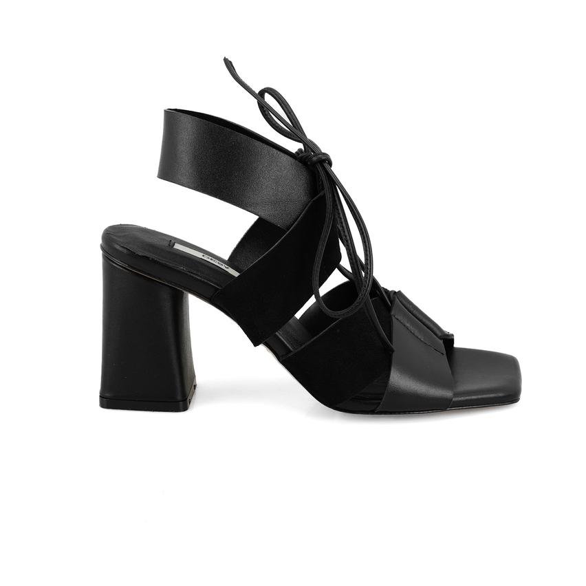 Kerry Siyah Kadın Topuklu Deri Sandalet 2010052659002