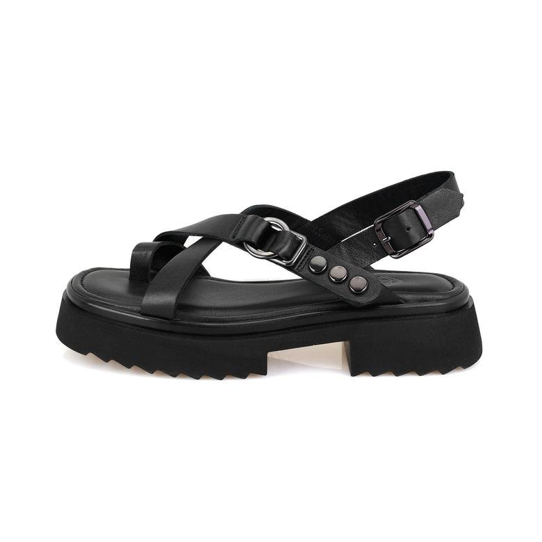 Myrna Siyah Kadın Ayarlanabilir Tokalı Deri Sandalet 2010052582002