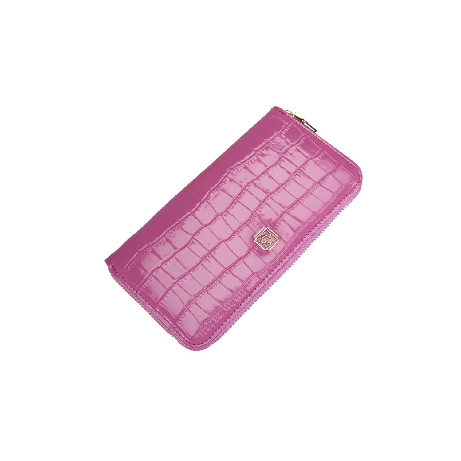 Zane Pembe Kadın Kroko Baskılı Deri Cüzdan 1010039127002