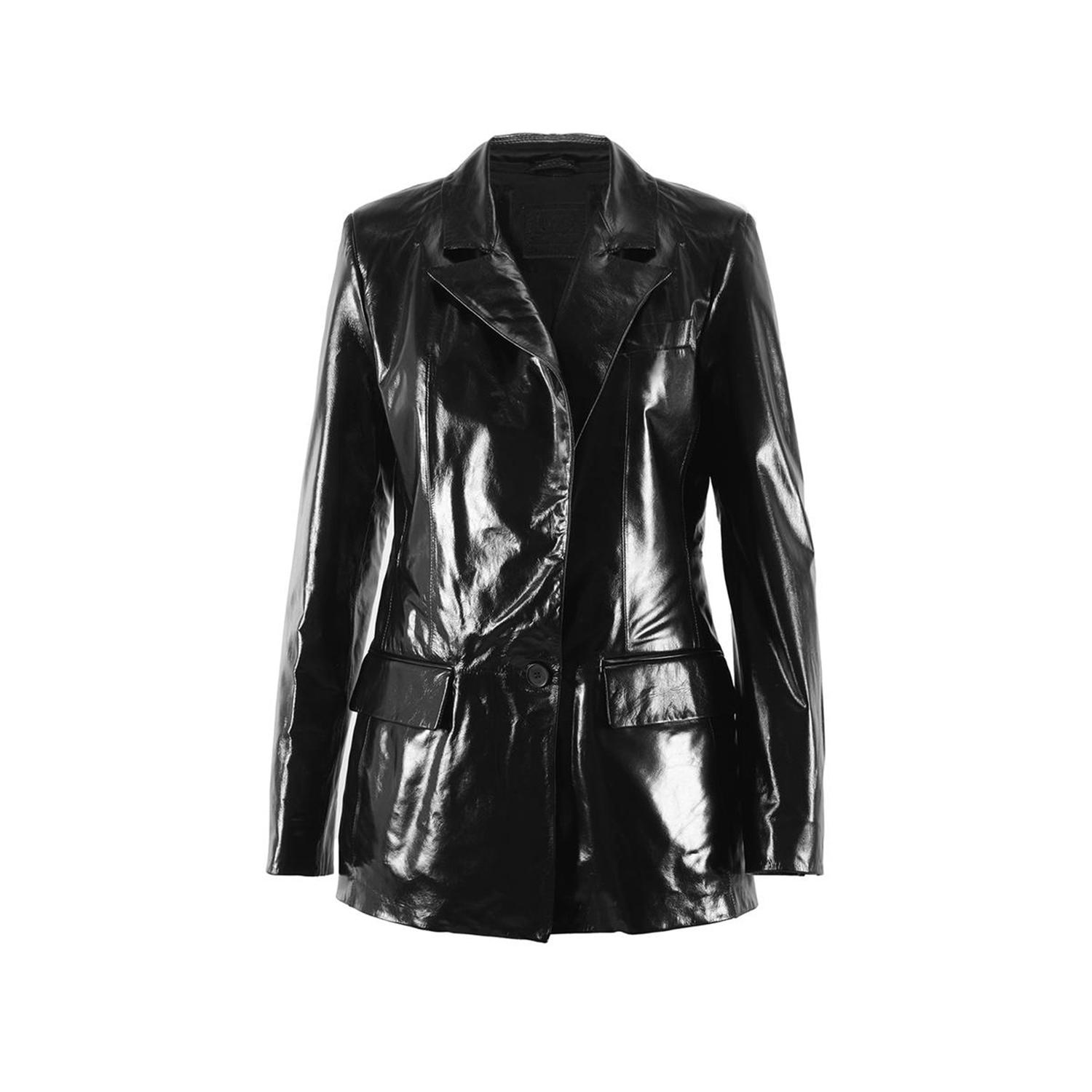 Siyah Kadın Blazer Deri Ceket 1010037403003