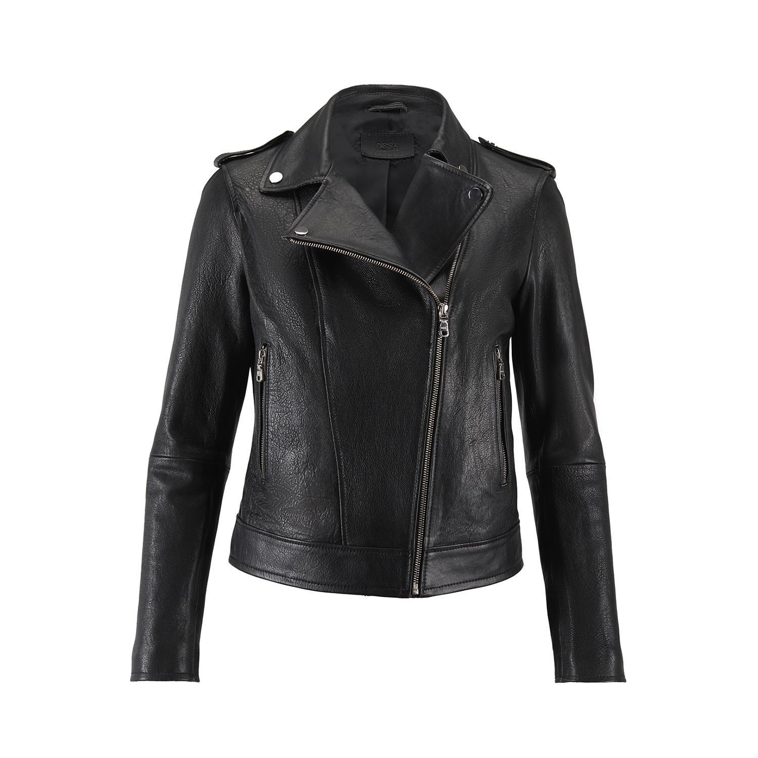 Benvolio SiyahKadın Vintage Biker Deri Ceket 1010033527007