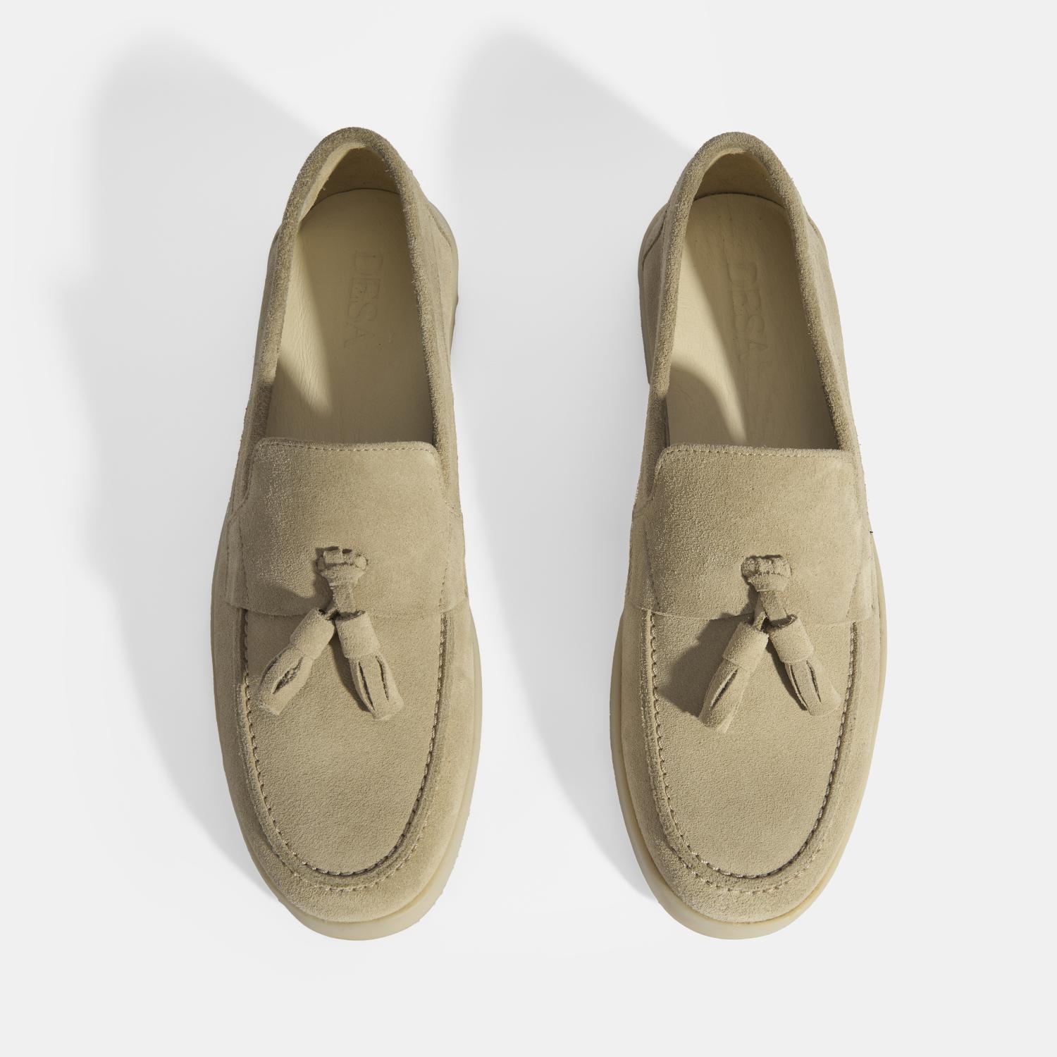 Bej Erkek Süet Püsküllü Loafer 2010054391003