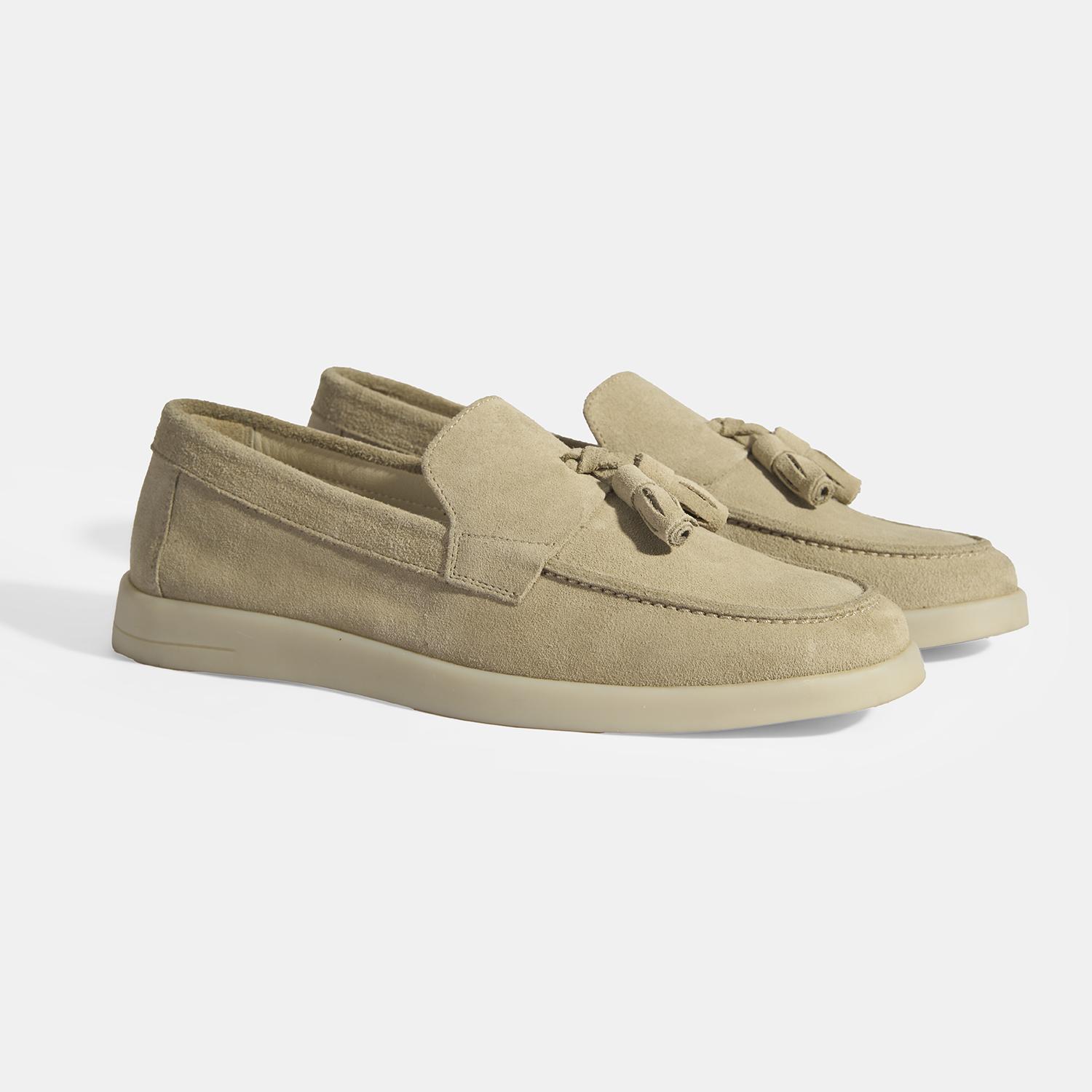 Bej Erkek Süet Püsküllü Loafer 2010054391003