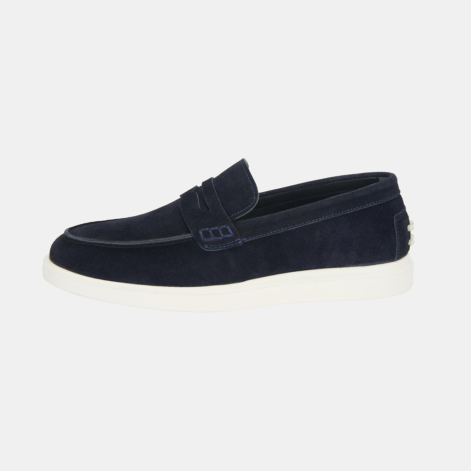 Erkek Lacivert Slip-On Süet Loafer 2010054177008