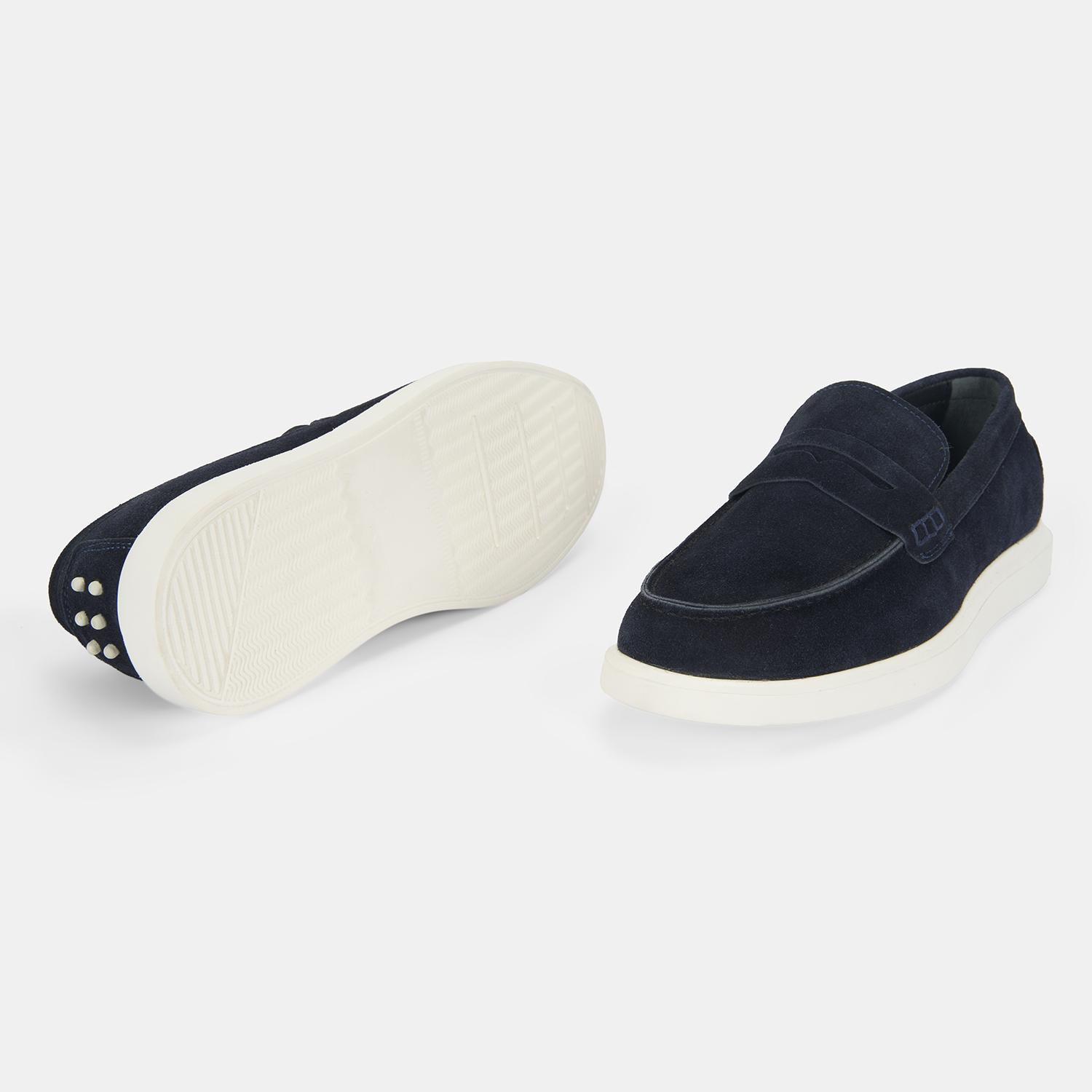Erkek Lacivert Slip-On Süet Loafer 2010054177008