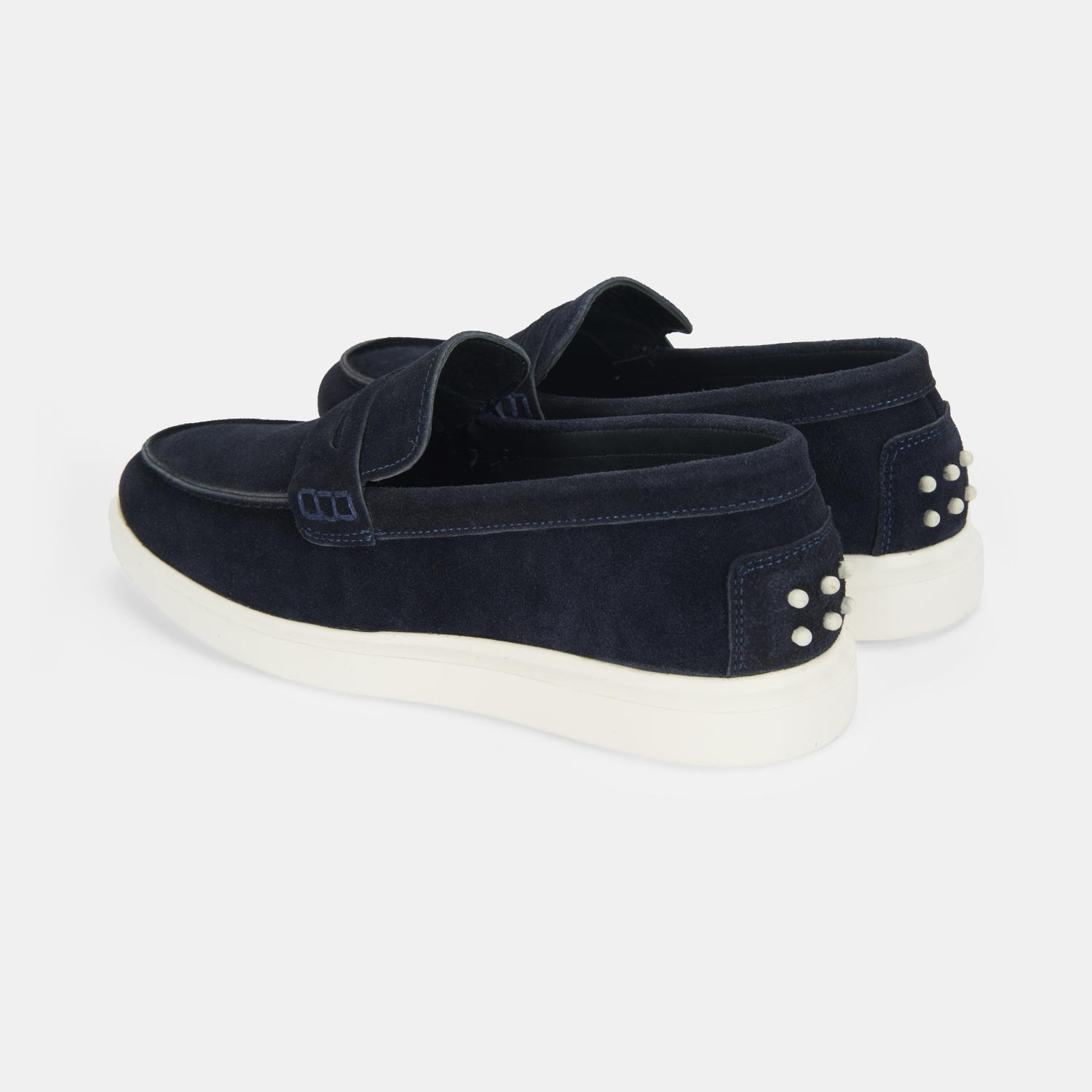 Erkek Lacivert Slip-On Süet Loafer 2010054177008