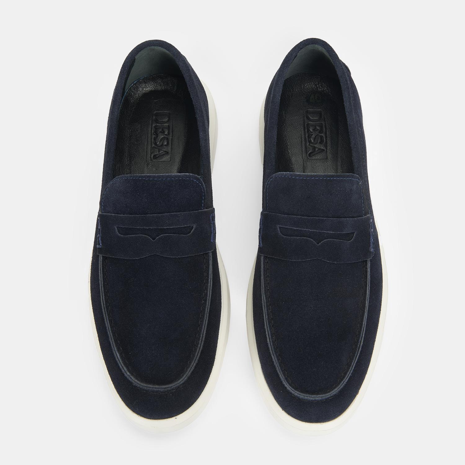 Erkek Lacivert Slip-On Süet Loafer 2010054177008