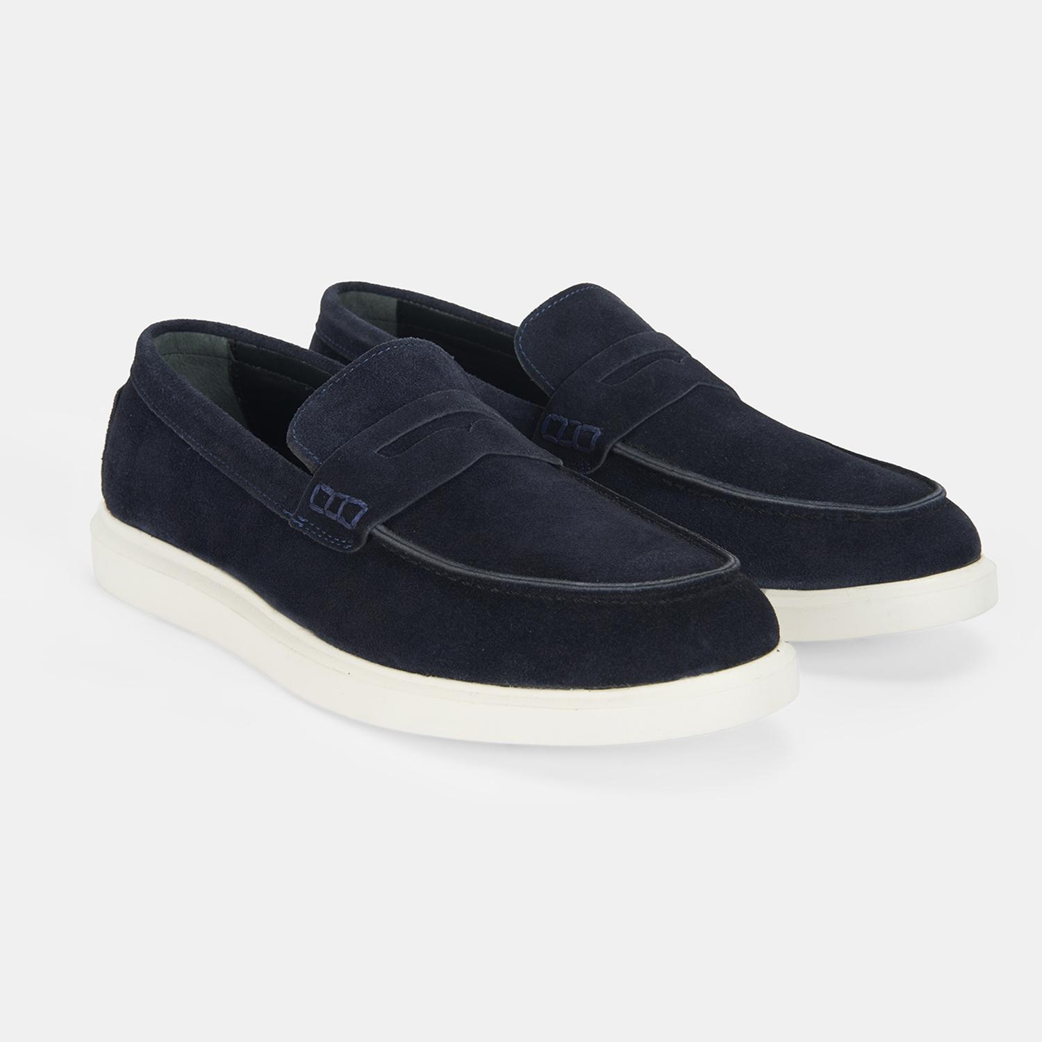 Erkek Lacivert Slip-On Süet Loafer 2010054177008