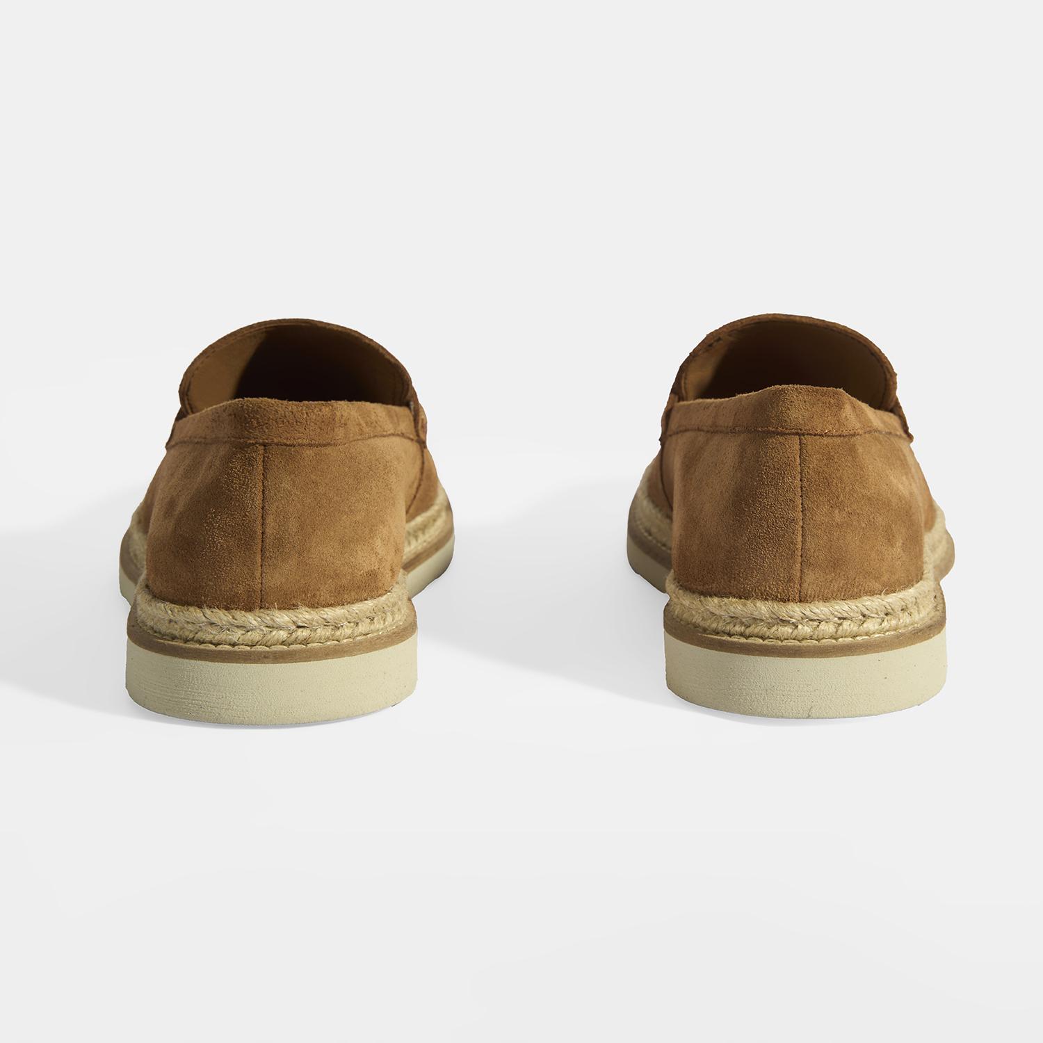 Taba Erkek Örgü Detaylı Süet Loafer 2010054261009