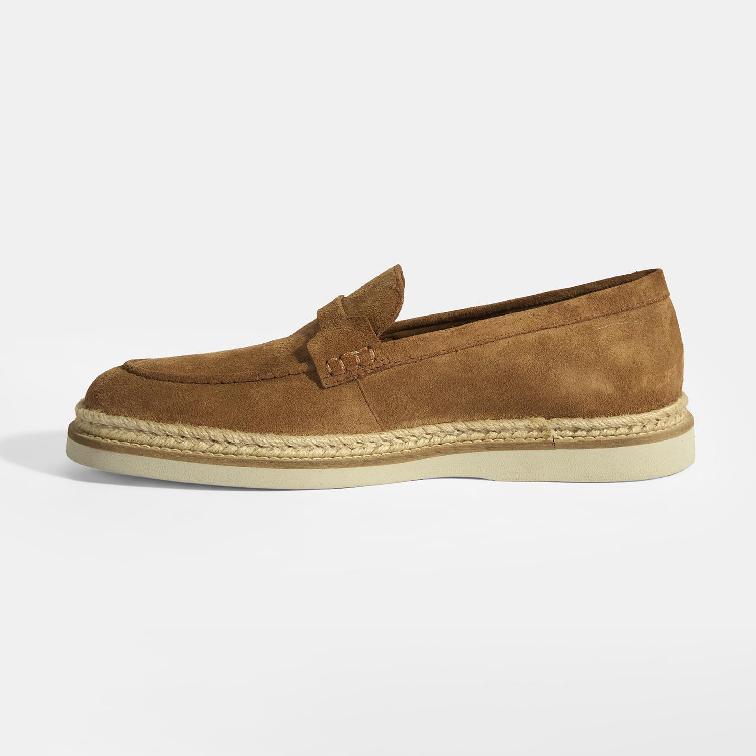 Taba Erkek Örgü Detaylı Süet Loafer 2010054261009