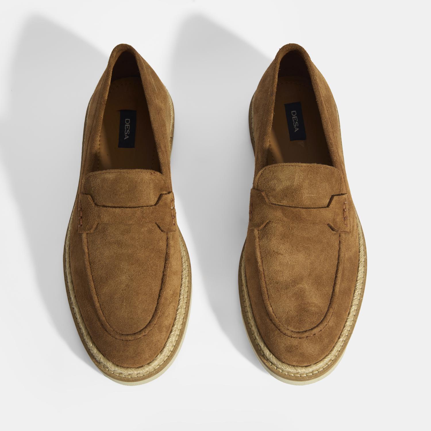 Taba Erkek Örgü Detaylı Süet Loafer 2010054261009