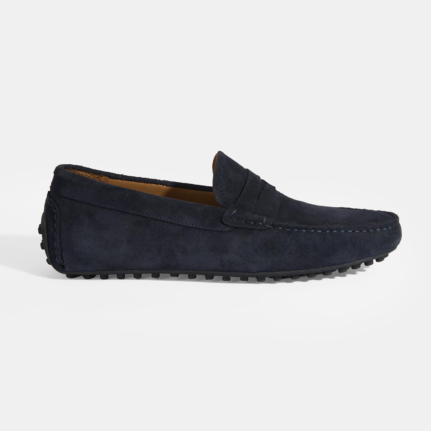 Erkek Lacivert Slip-On Süet Loafer 2010054488015