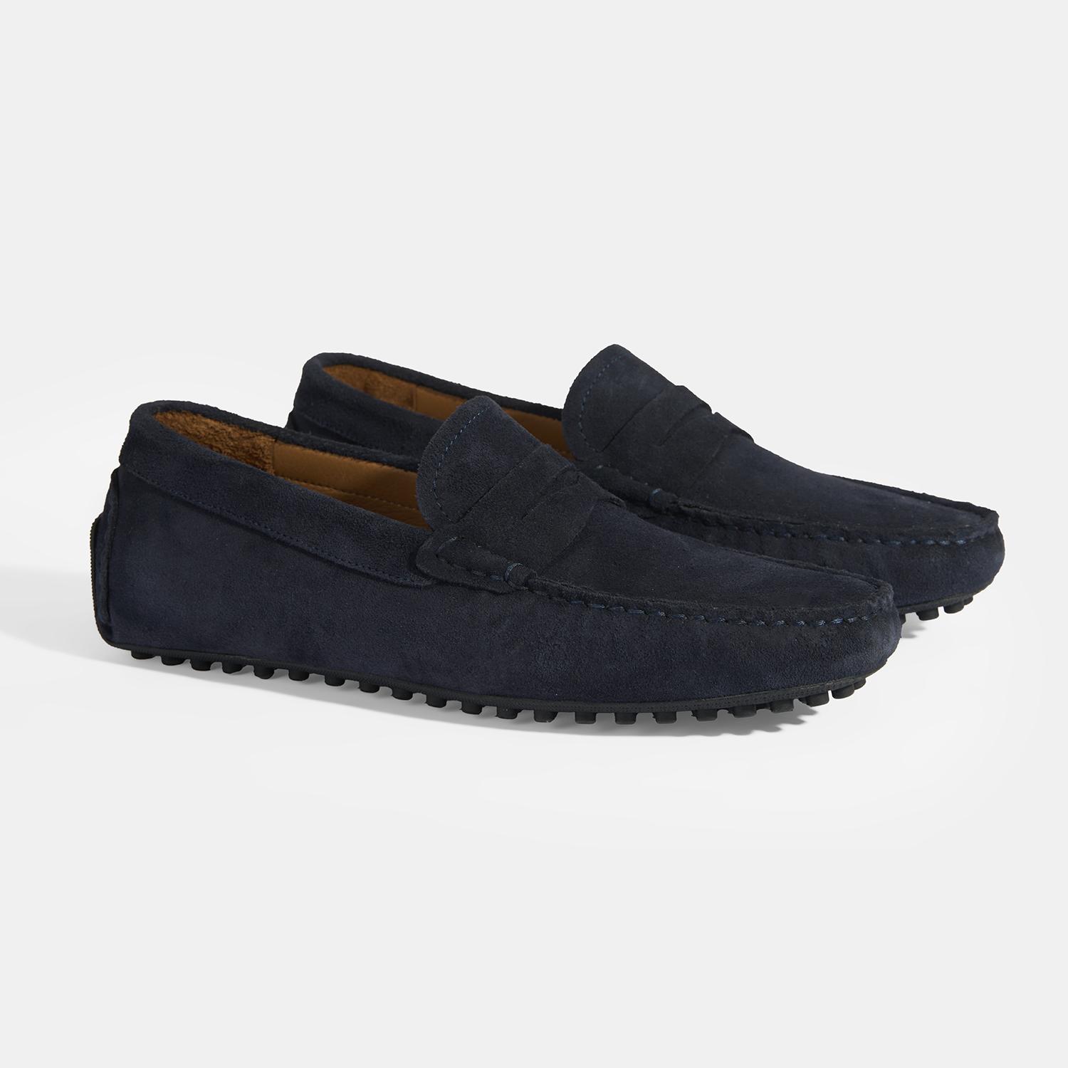 Erkek Lacivert Slip-On Süet Loafer 2010054488015