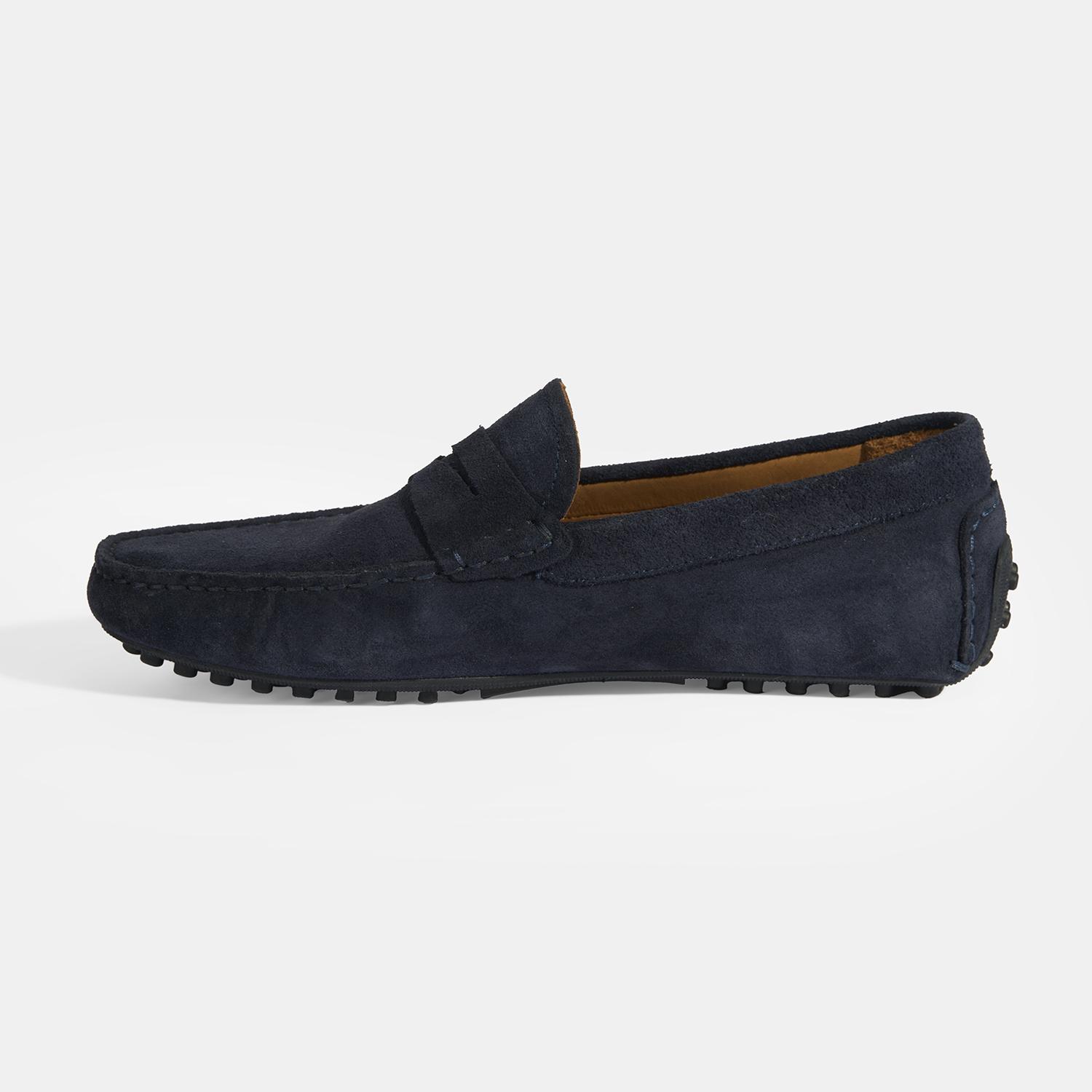 Erkek Lacivert Slip-On Süet Loafer 2010054488015