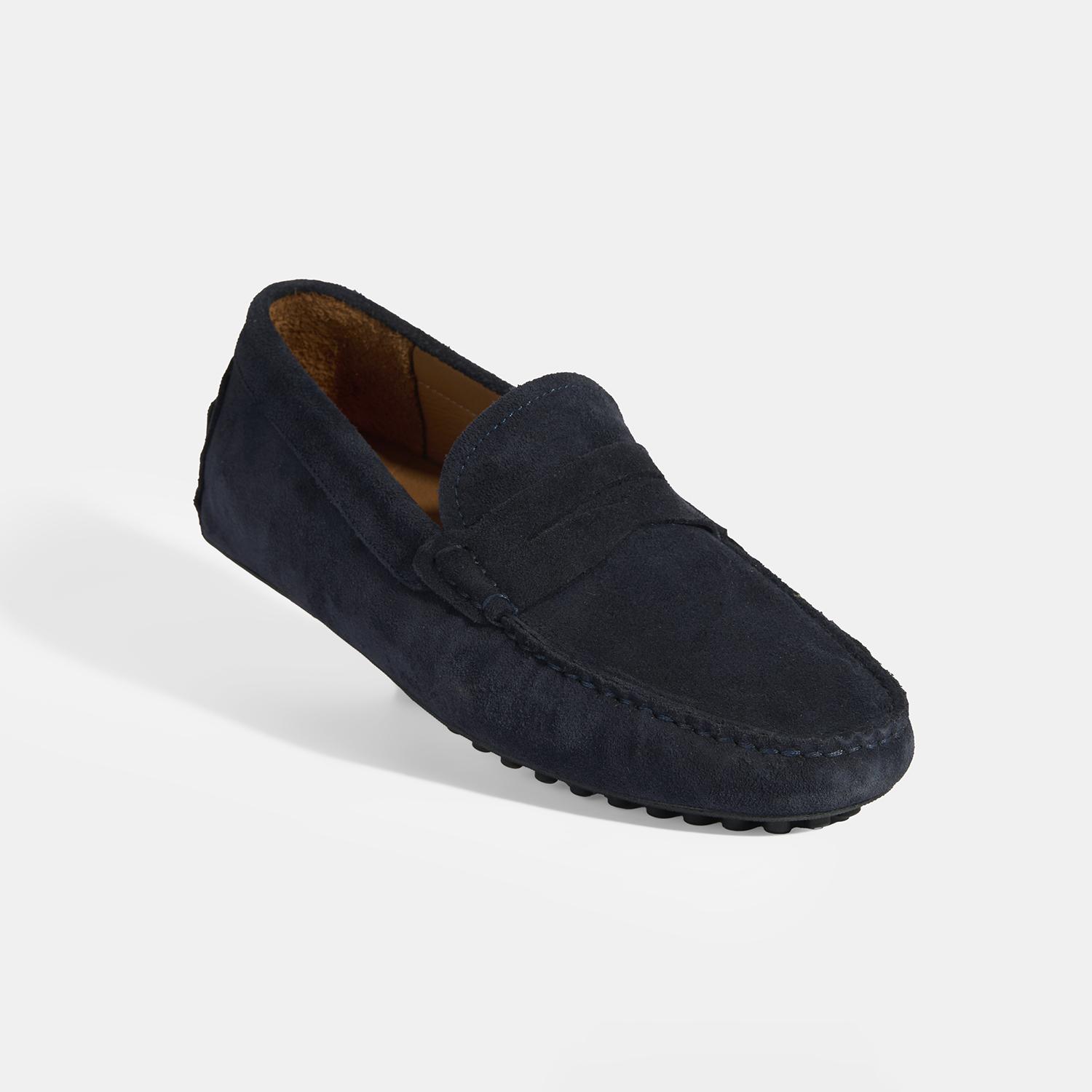 Erkek Lacivert Slip-On Süet Loafer 2010054488015
