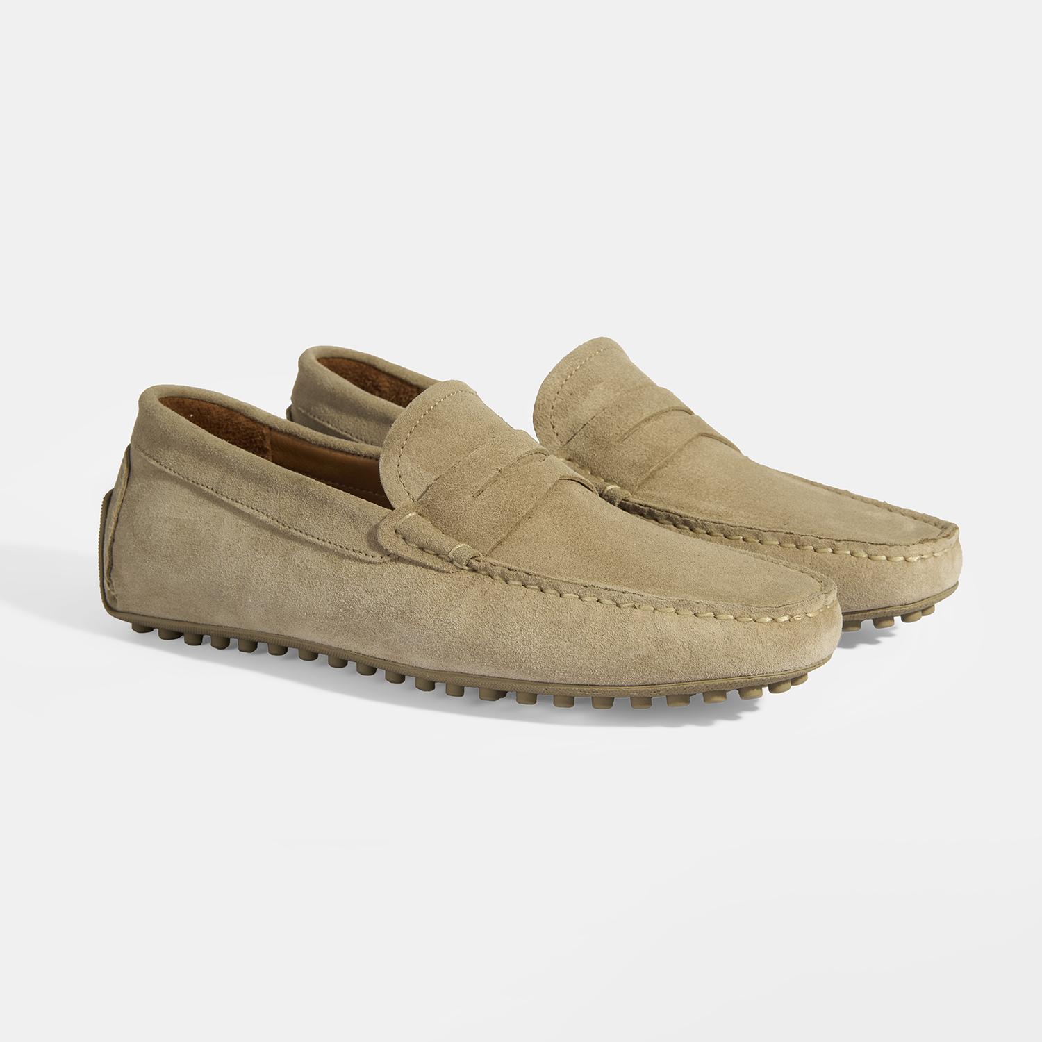Erkek Bej Slip-On Süet Loafer 2010054488003
