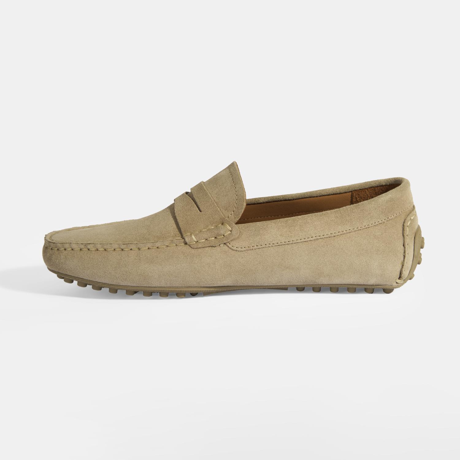 Erkek Bej Slip-On Süet Loafer 2010054488003