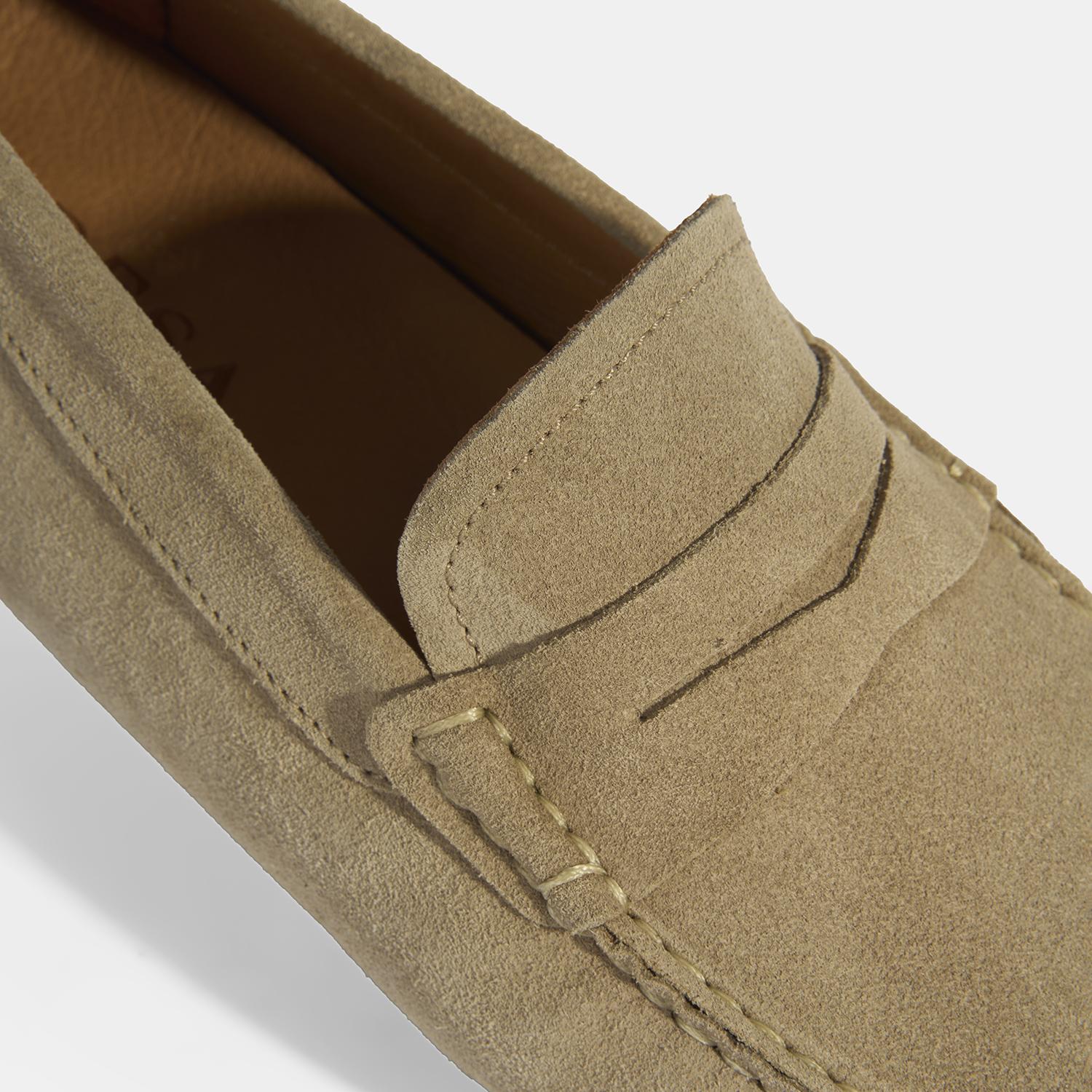 Erkek Bej Slip-On Süet Loafer 2010054488003