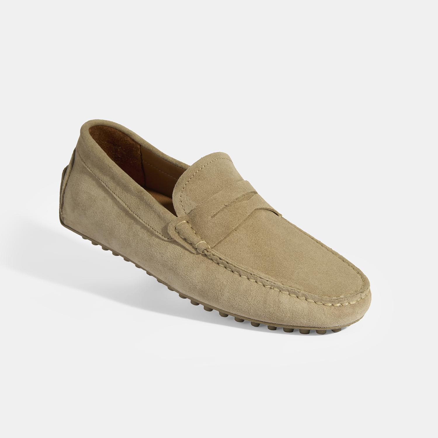 Erkek Bej Slip-On Süet Loafer 2010054488003
