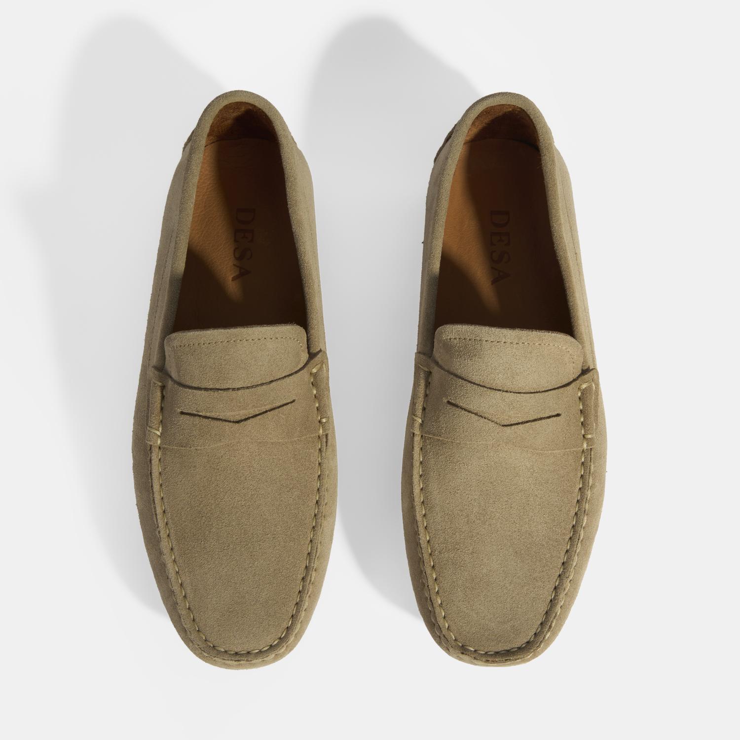 Erkek Bej Slip-On Süet Loafer 2010054488003
