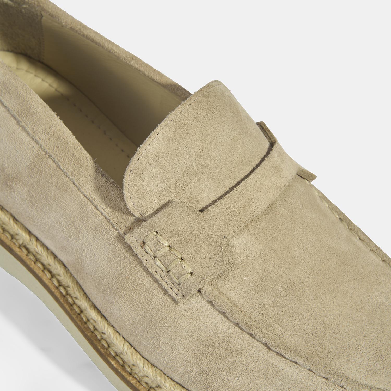 Bej Erkek Örgü Detaylı Süet Loafer 2010054261003