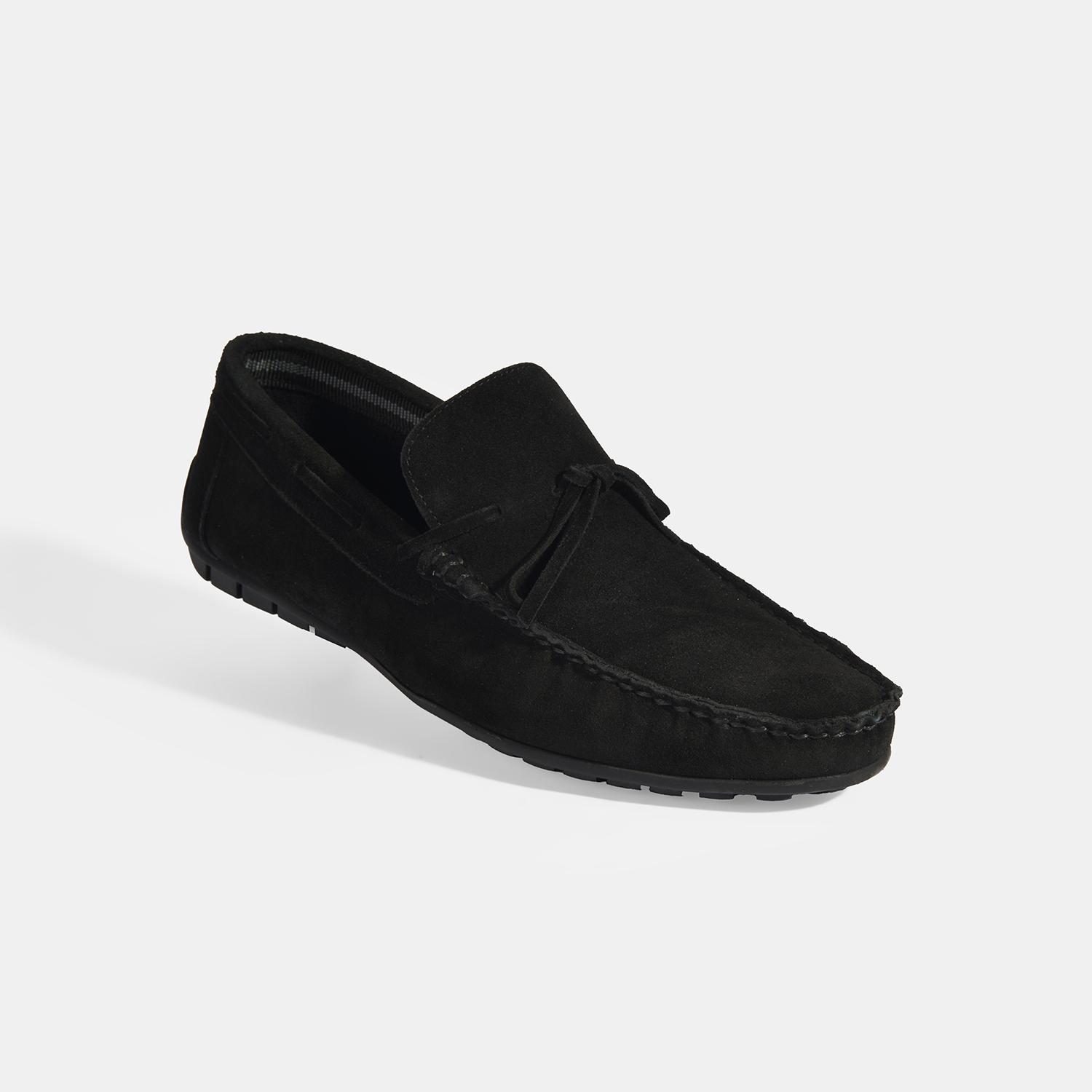 Calandra Siyah Erkek Bağcık Detaylı Slip-On Süet Loafer 2010054168003