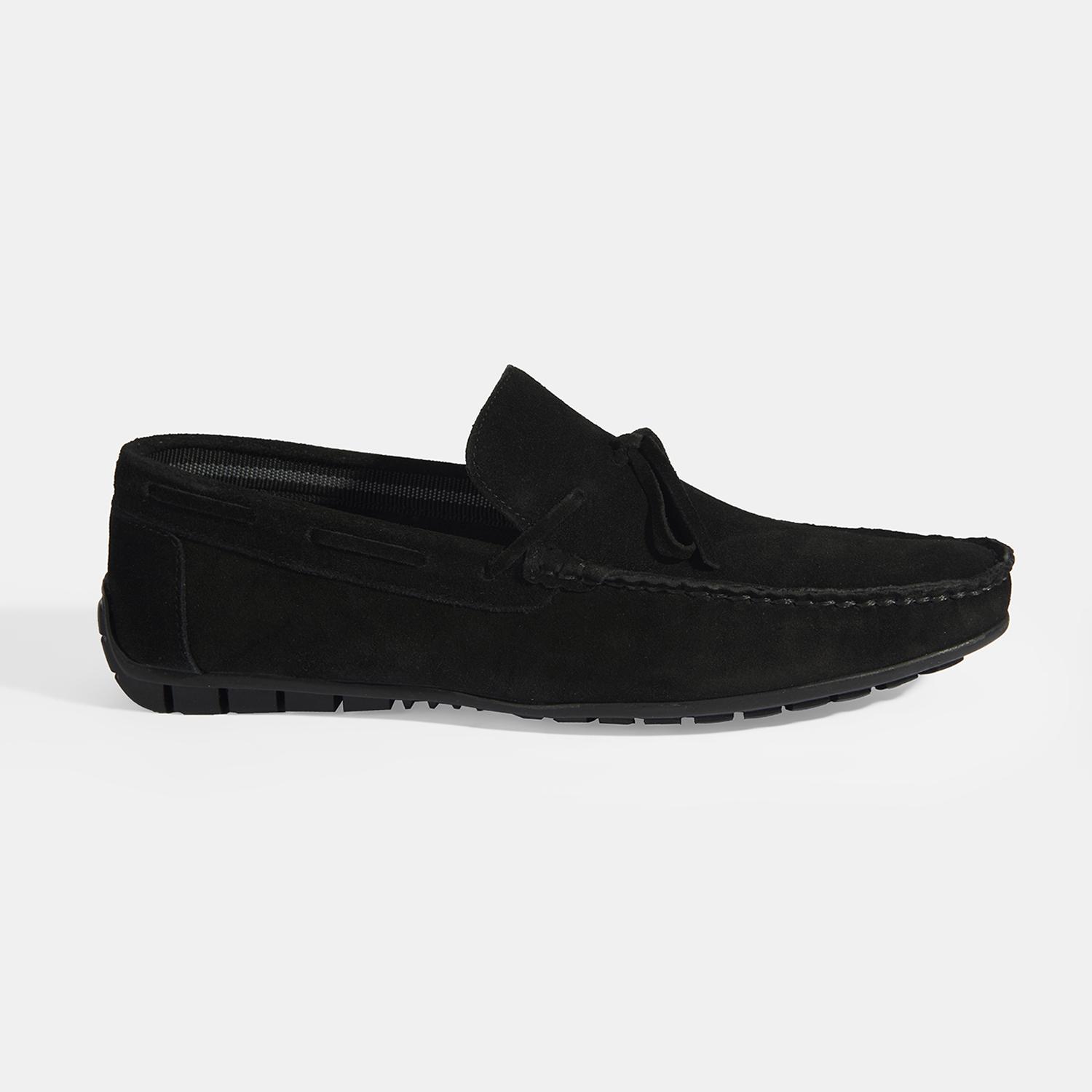 Calandra Siyah Erkek Bağcık Detaylı Slip-On Süet Loafer 2010054168003