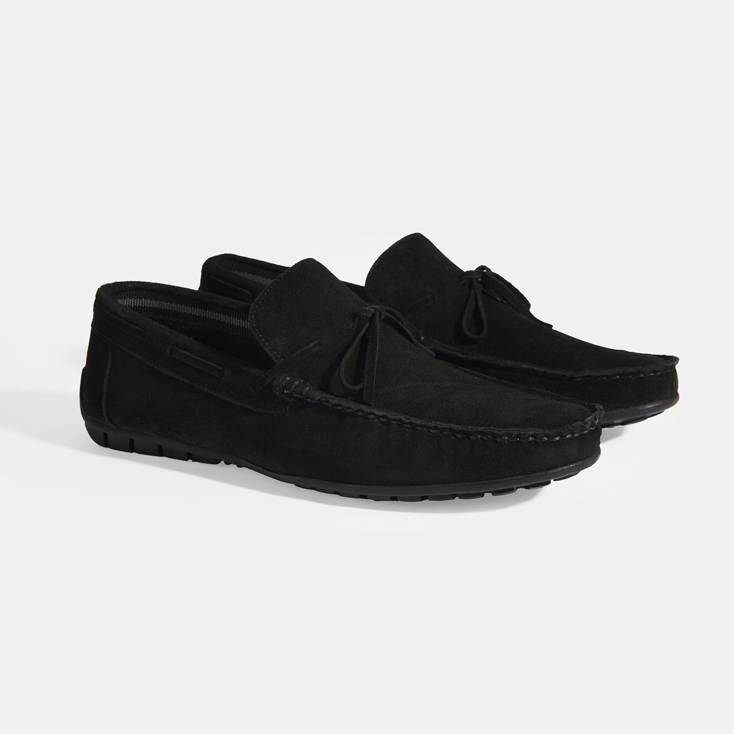 Calandra Siyah Erkek Bağcık Detaylı Slip-On Süet Loafer 2010054168003