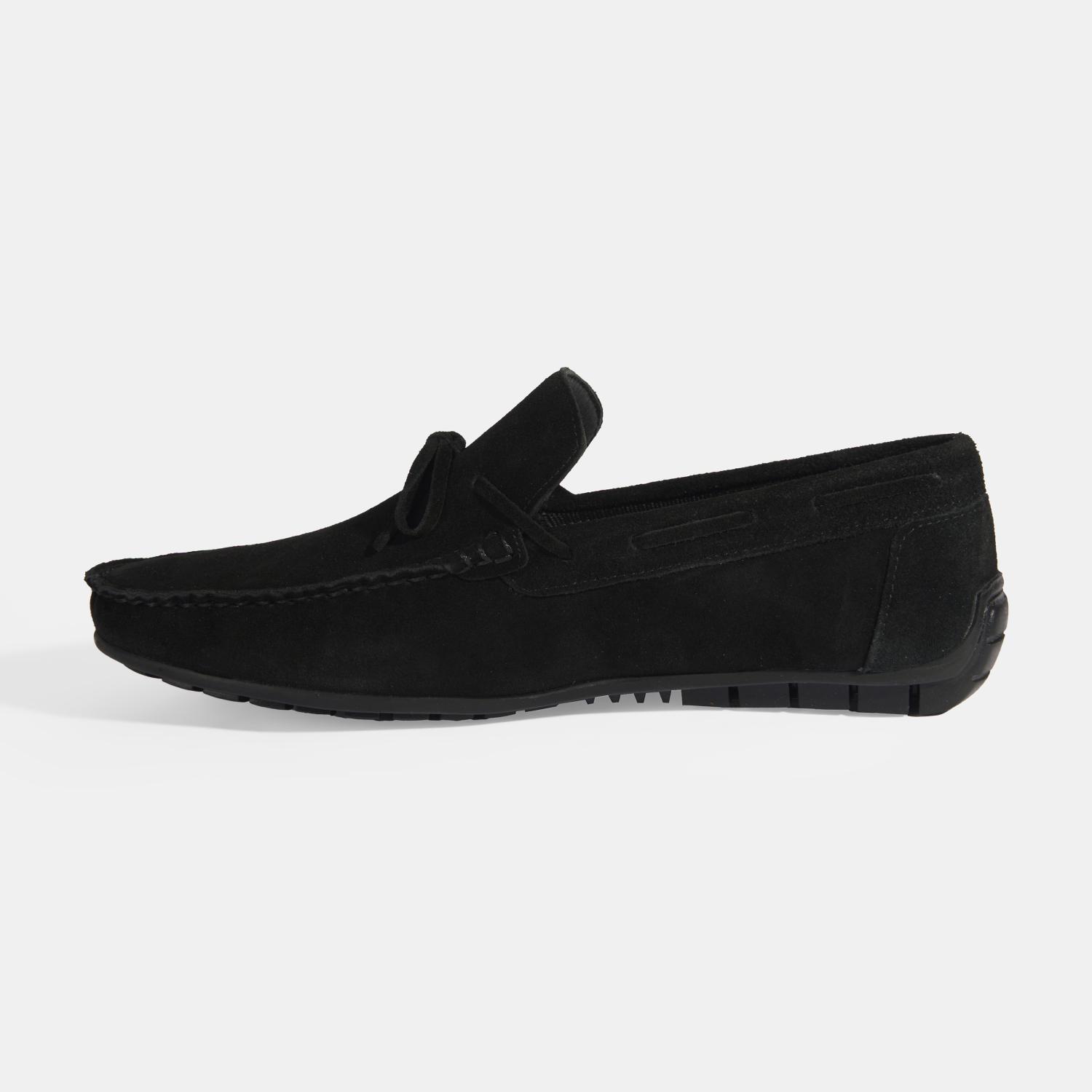 Calandra Siyah Erkek Bağcık Detaylı Slip-On Süet Loafer 2010054168003