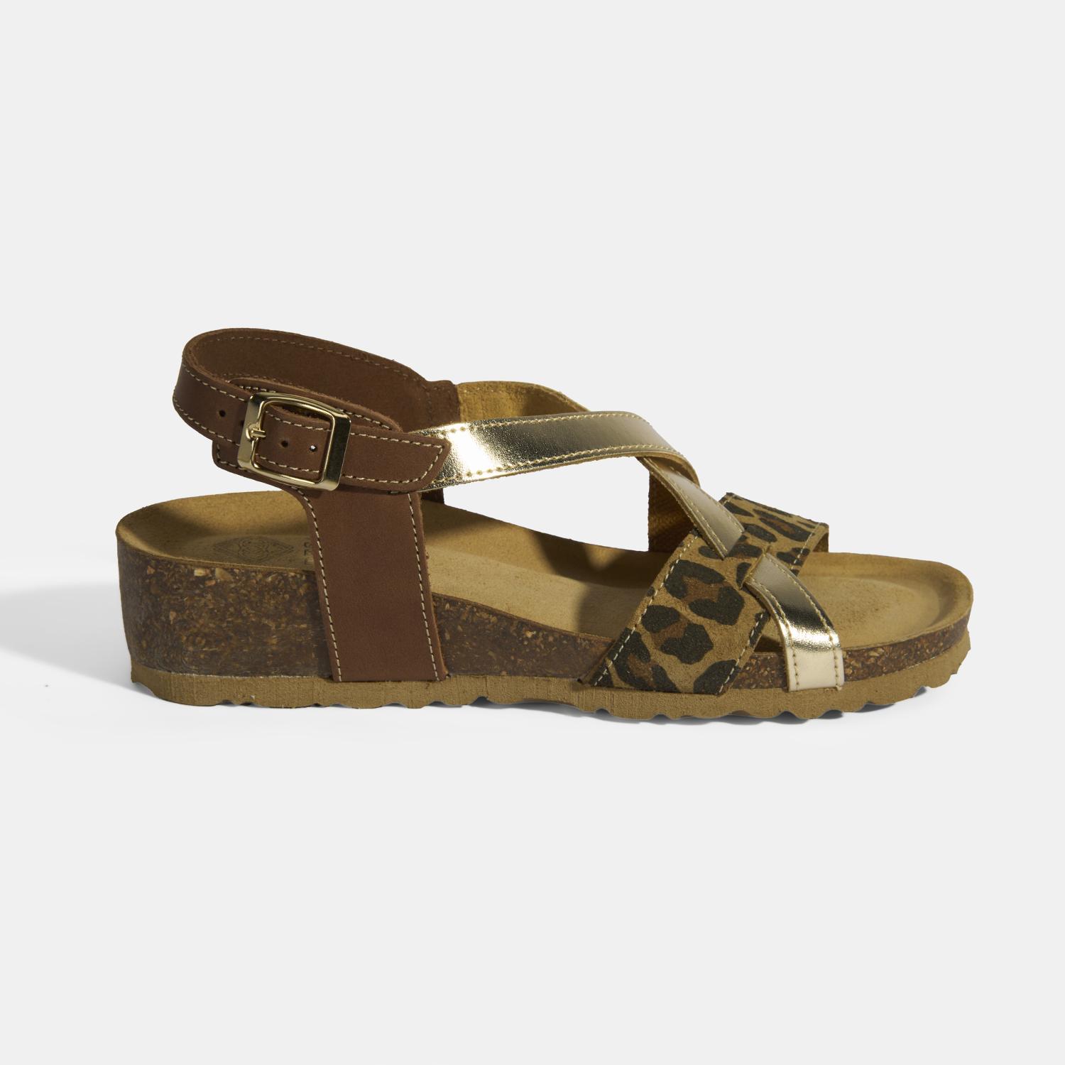 Leopar Kadın Toka Detaylı Nubuk Sandalet 2010053986002