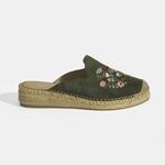 Limited Edition Yeşil Kadın Çiçek Nakışlı Süet Espadril Terlik 2010054130007