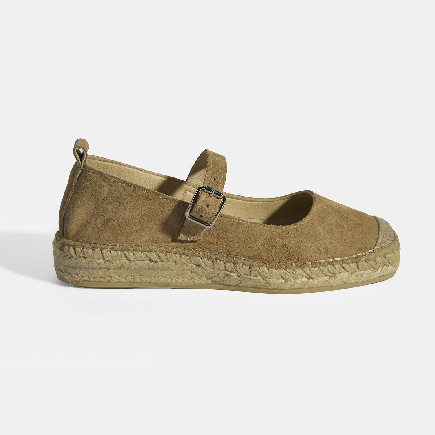Bej Kadın Toka Detaylı Süet Mary Jane Espadril 2010054116007